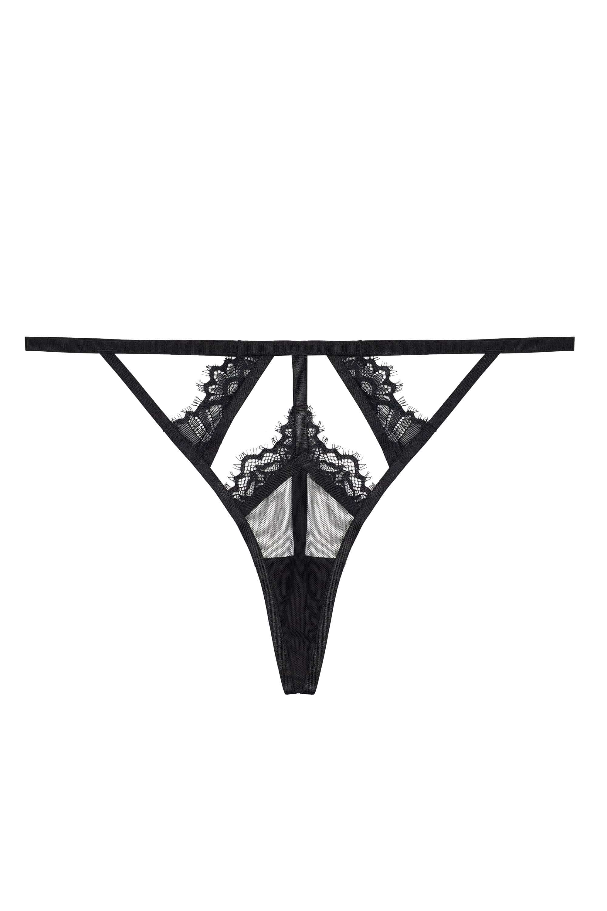 Fleur Black Caged Lace Thong - Image 4