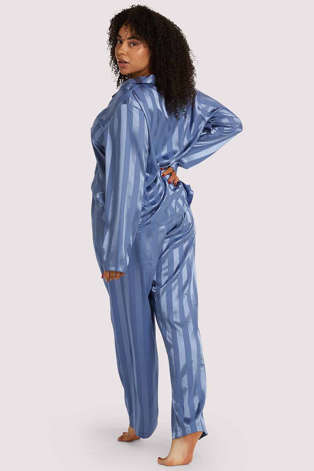 Blue Stripe Satin Pyjama Set - Image 6