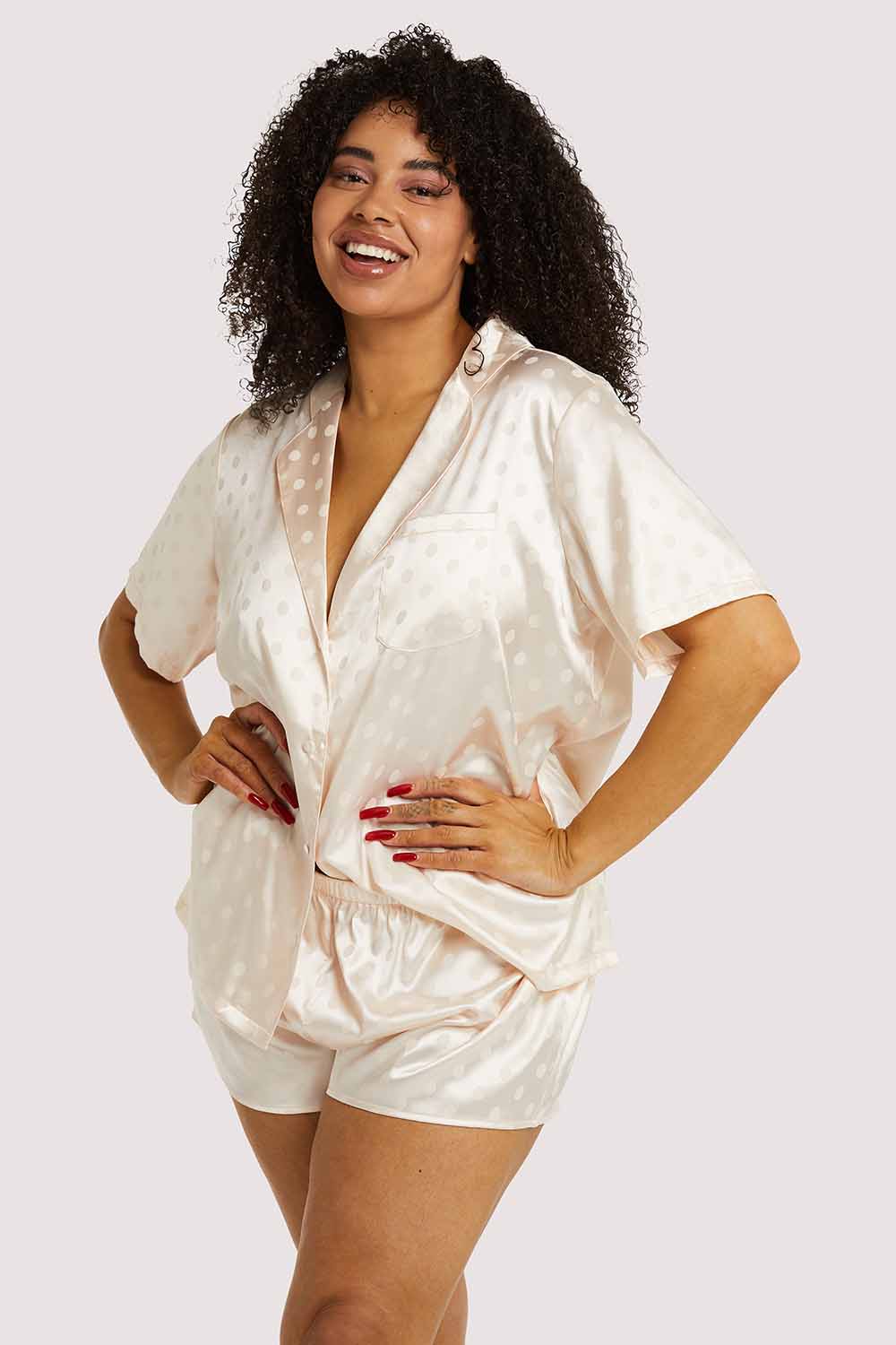 Champagne Spot Satin Pyjama Set - Image 2