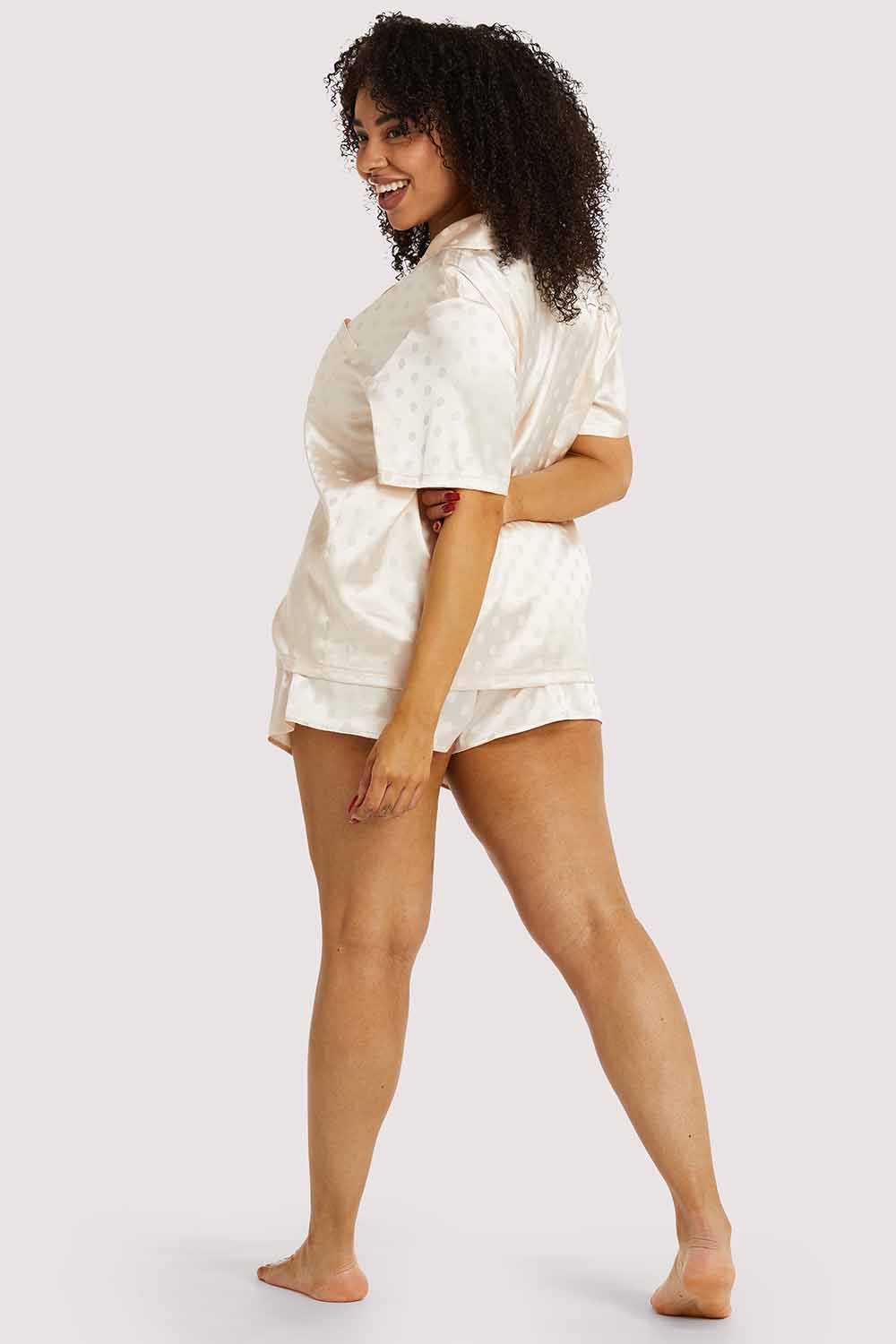 Champagne Spot Satin Pyjama Set - Image 6