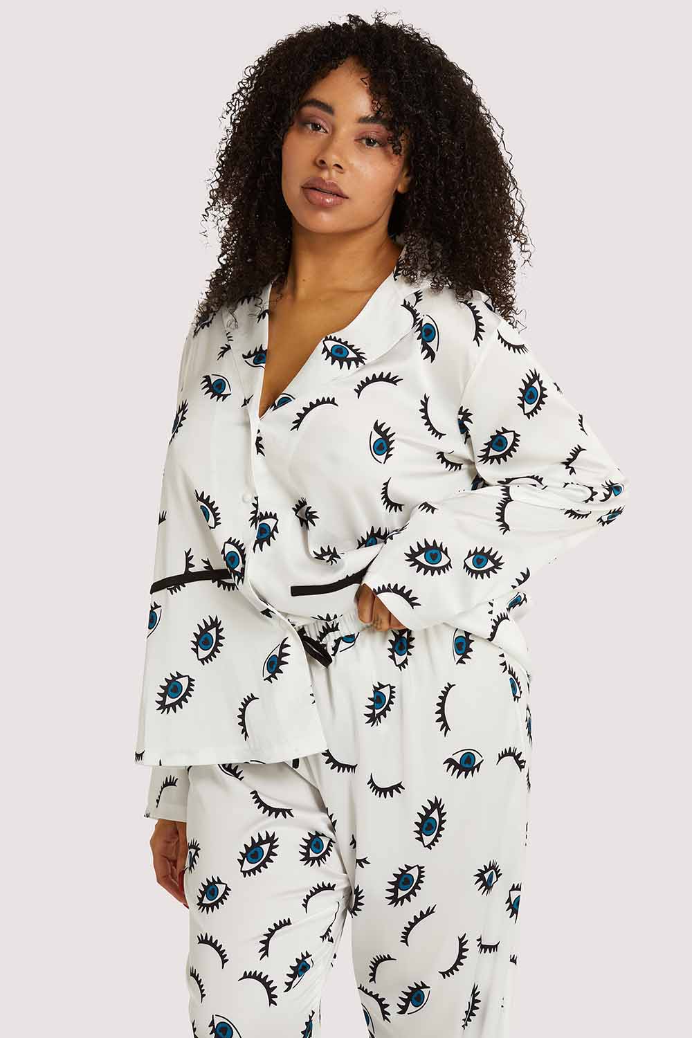 Winking Eye Print Satin Pyjama Set - Image 2
