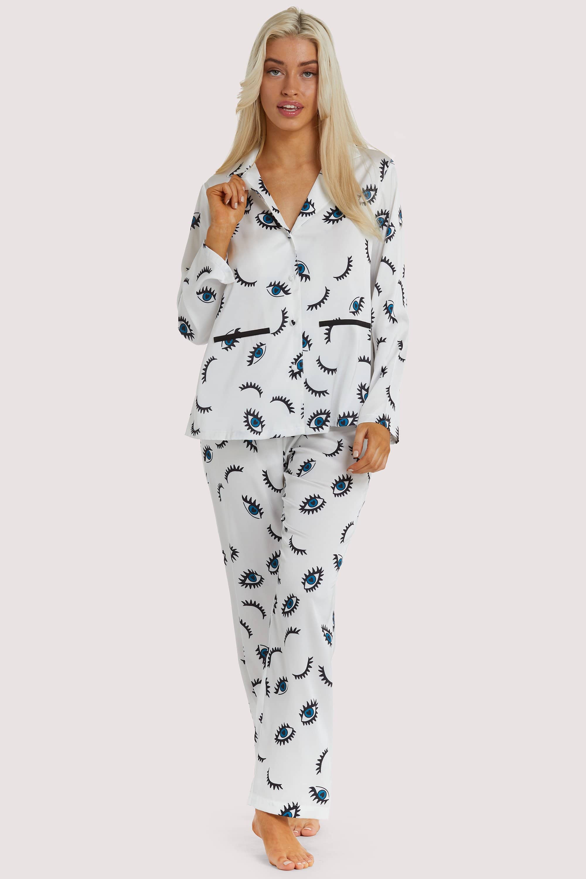 Winking Eye Print Satin Pyjama Set - Image 3