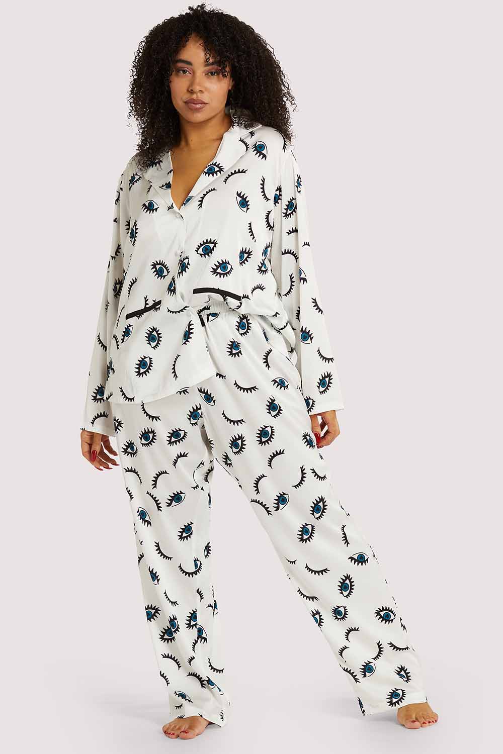Winking Eye Print Satin Pyjama Set - Image 5
