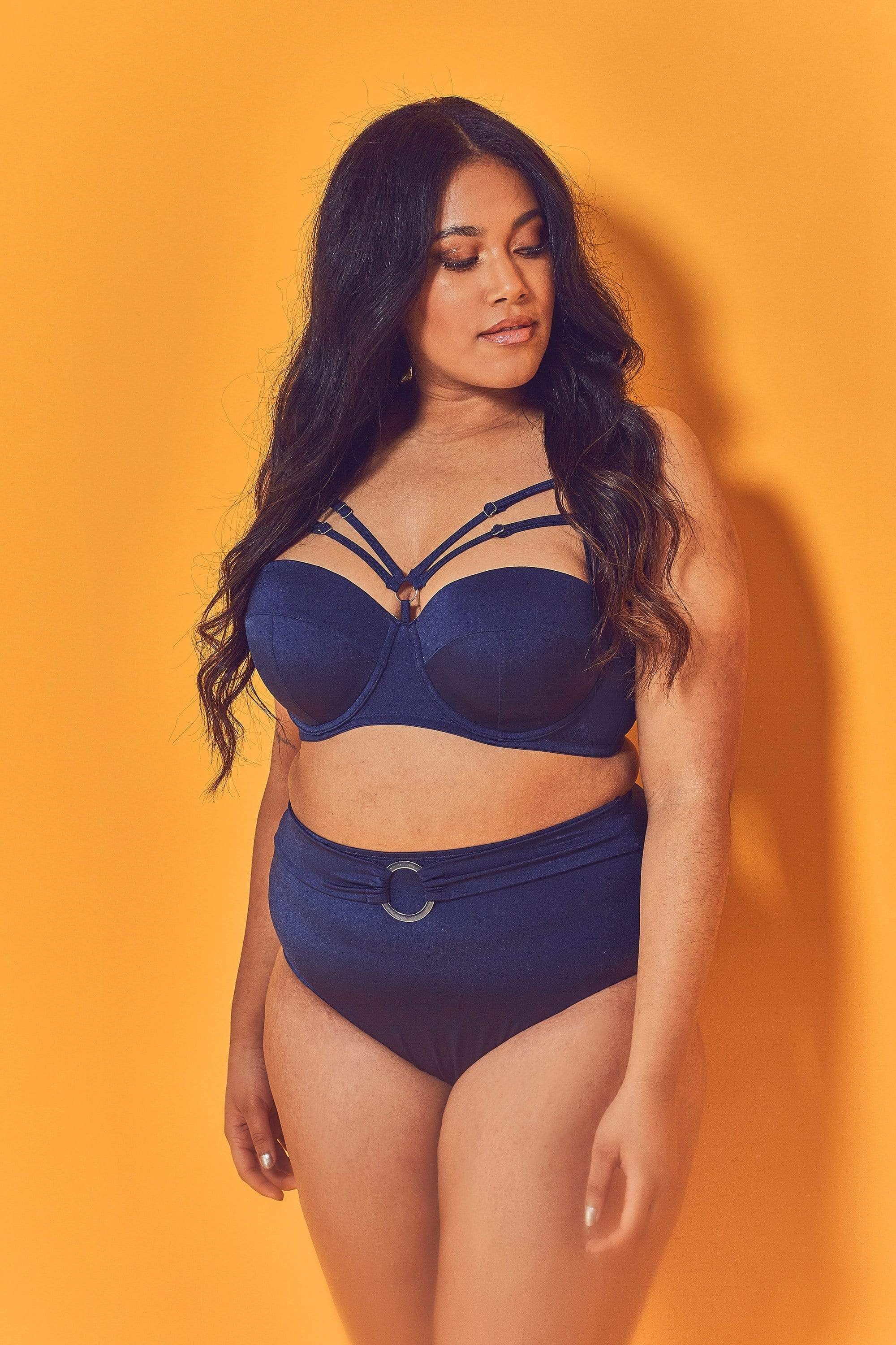 Wolf & Whistle Navy Underwired Bikini Top Curve - Image 2