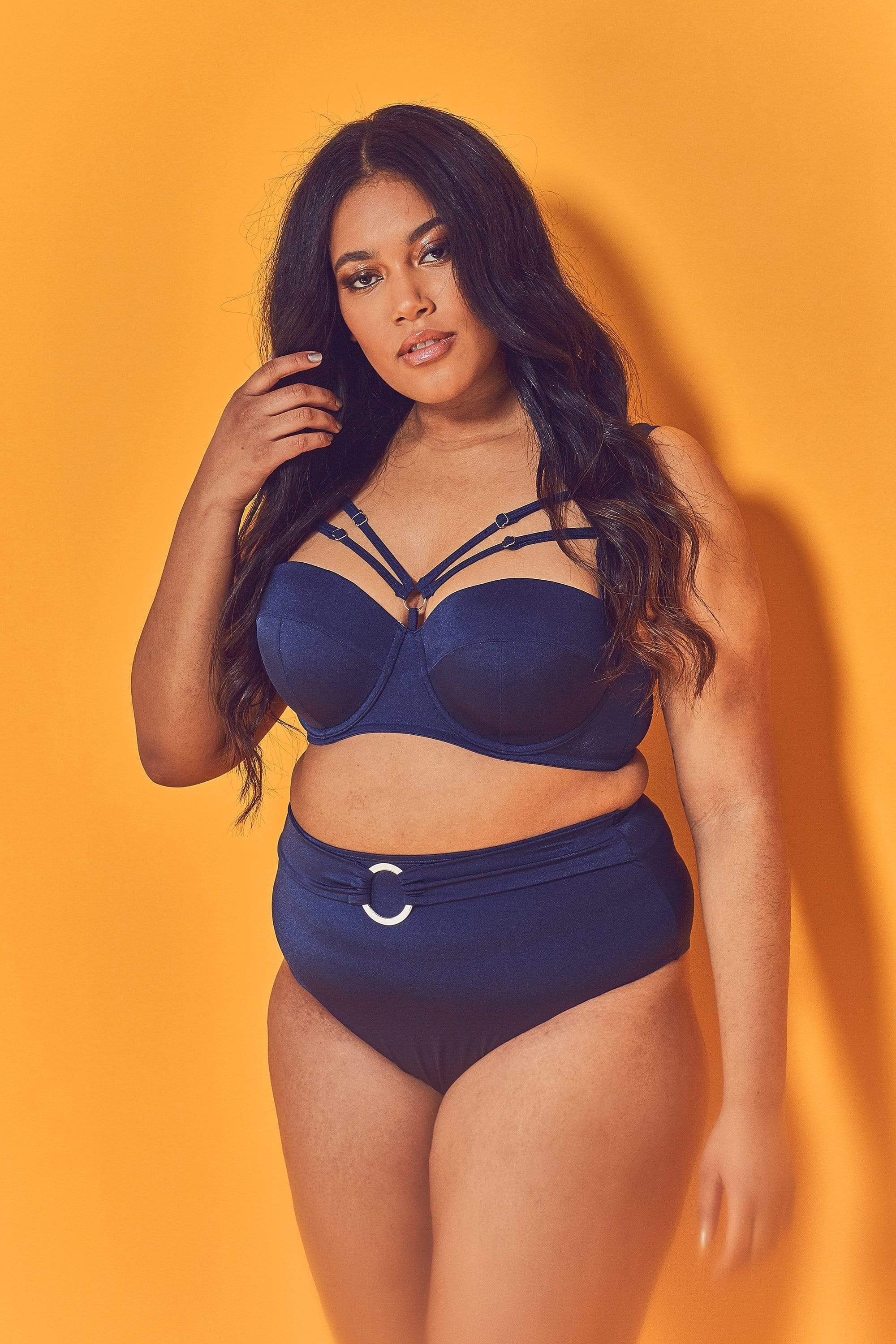 Wolf & Whistle Navy Belted Bikini Brief Curve - Image 2