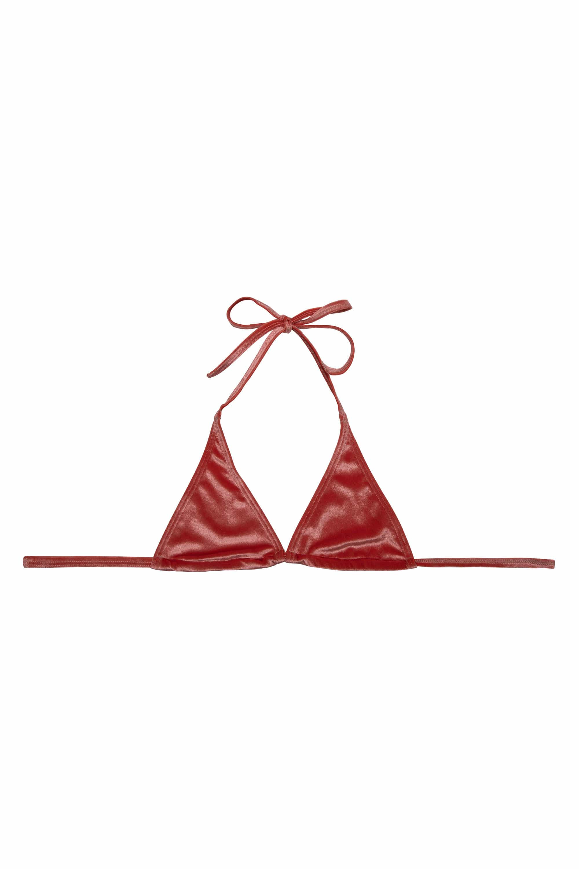 Wolf & Whistle Lillian Peach Velvet Triangle Bikini Top - Image 6