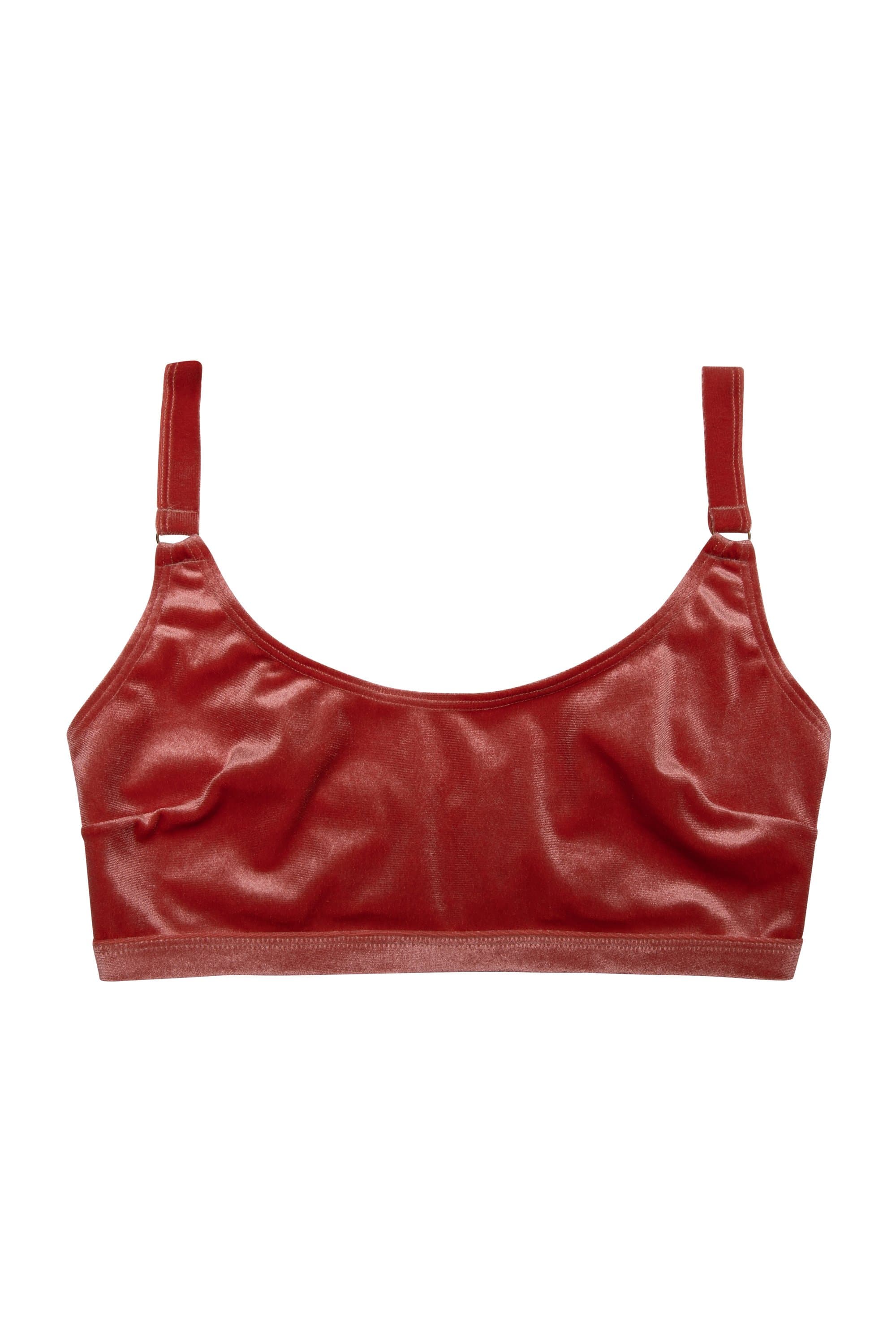 Lillian Peach Velvet Fuller Bust Crop Bikini Top - Image 5