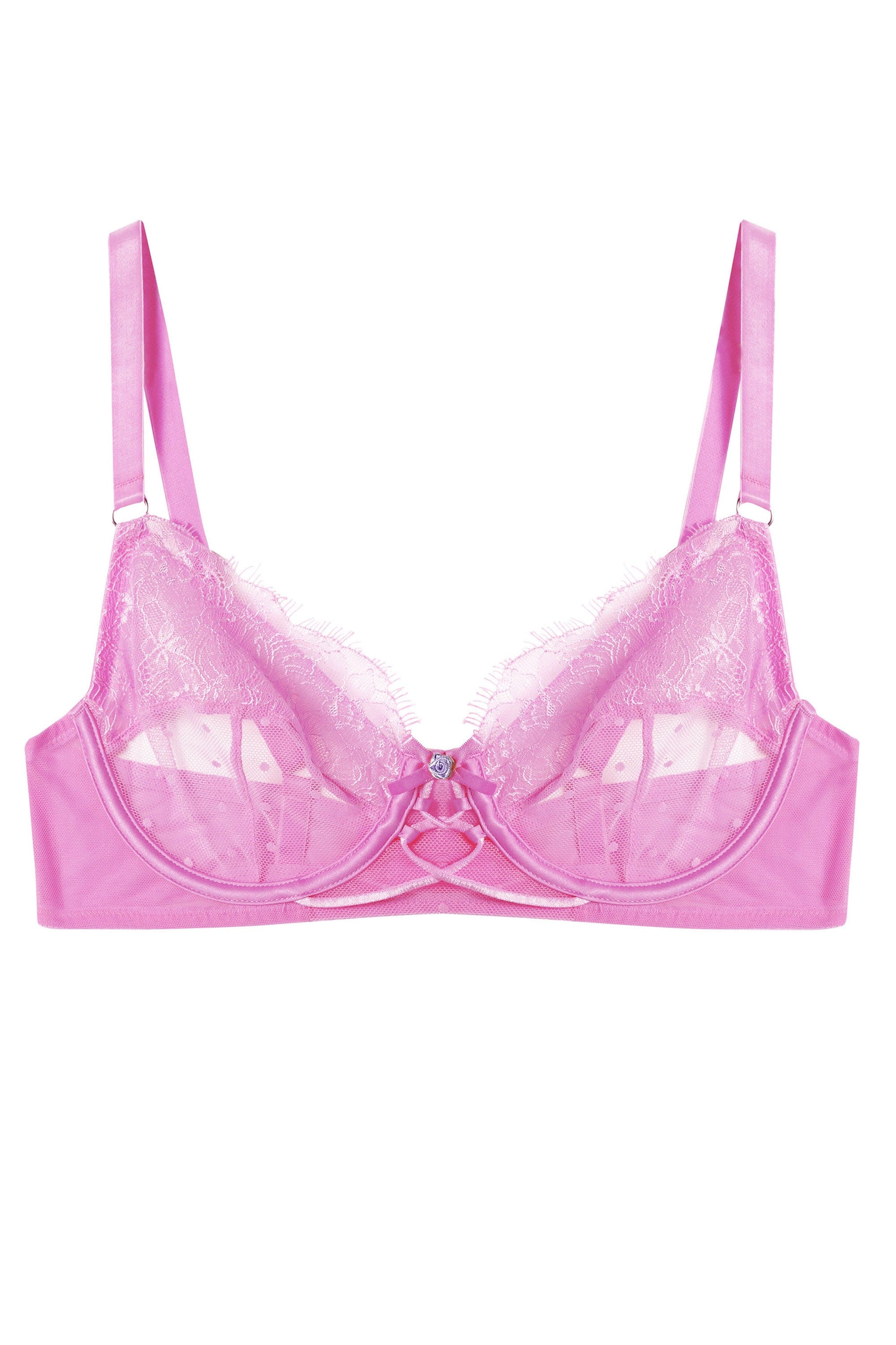 Ziggy Pink Lace and Spotted Mesh Bra - Image 13