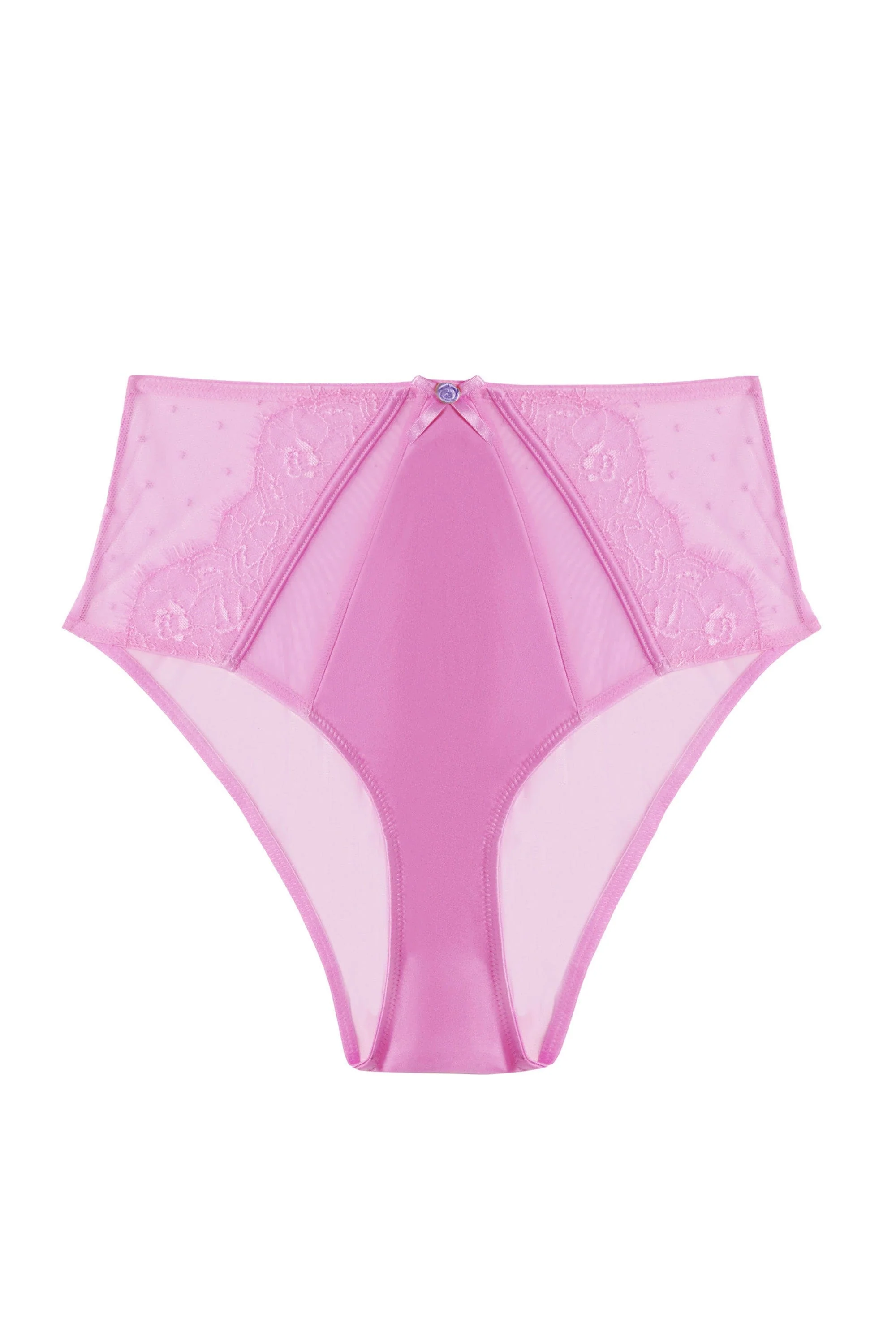 Ziggy Pink Lace and Spotted Mesh High Waisted Brief - Image 10