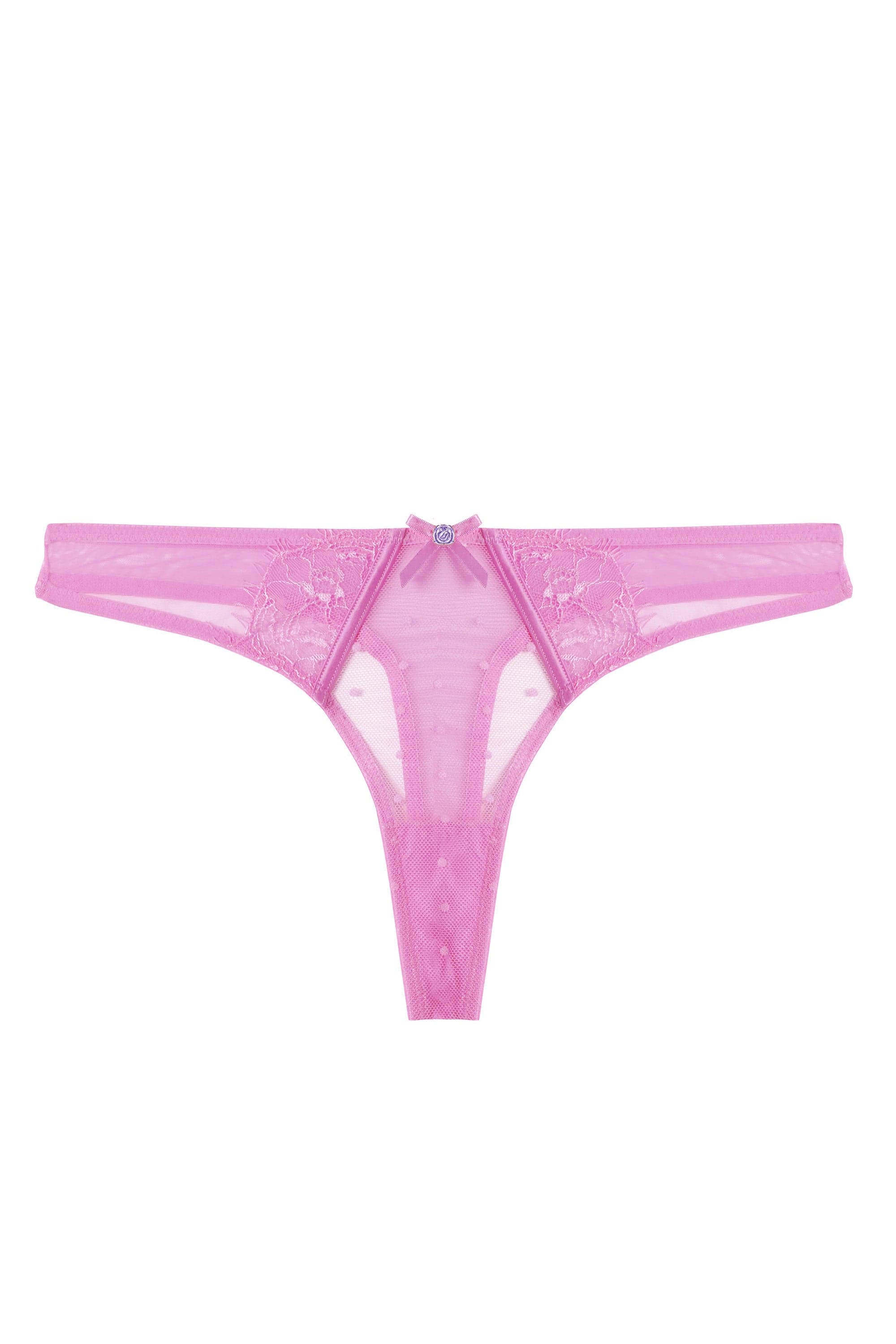 Ziggy Pink Lace and Spotted Mesh Thong - Image 7